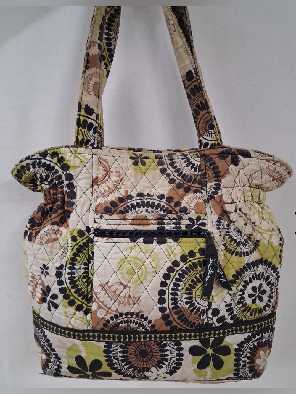 Vera Bradley Rare, Retired Pattern "Cocoa Moss" Quilted Cotton Glenna Satchel